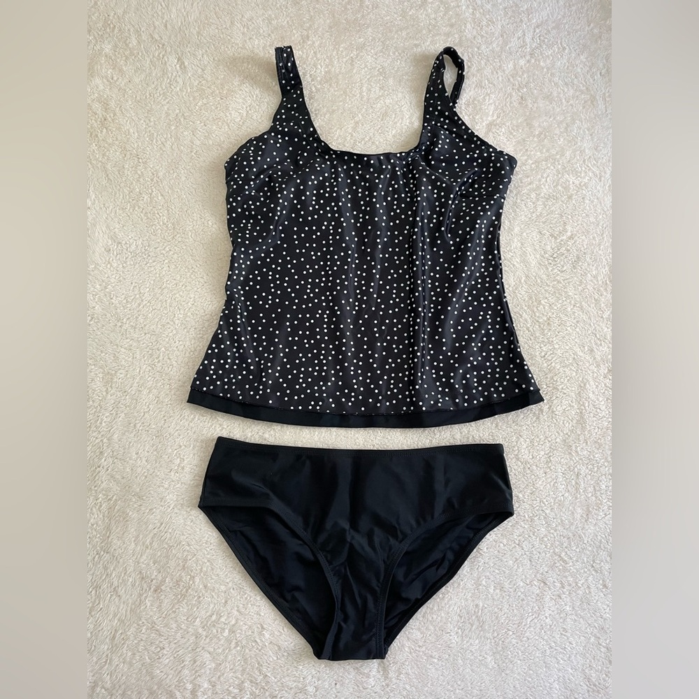 Polka Dot Black Tankini Set